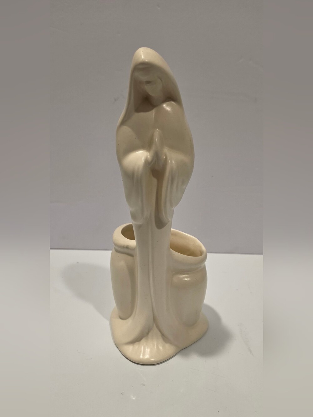 Royal Haeger Vintage Glazed Cream Ceramic Madonna Planter Vase